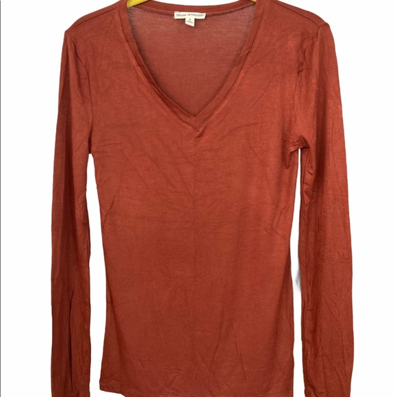 Rust Color Rayon Long Sleeves Top Small - Picture 3 of 5